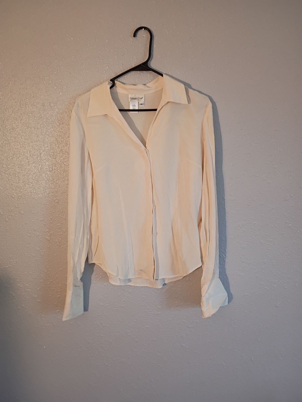 Cream Button-Front Silk Blouse